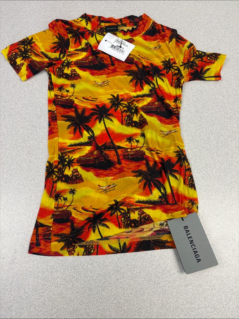 Balenciaga Yellow & Orange Tropical Graphic Short-Sleeve Tee - Picture 3 of 3